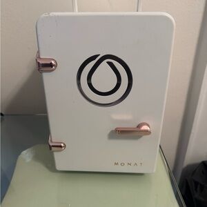 Monat White and Pink Mini Fridge